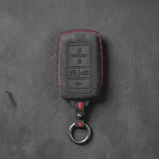 Jeep Hand-Stitched Alcantara Key Fob Cover – Vertical 5-Button Smart Key