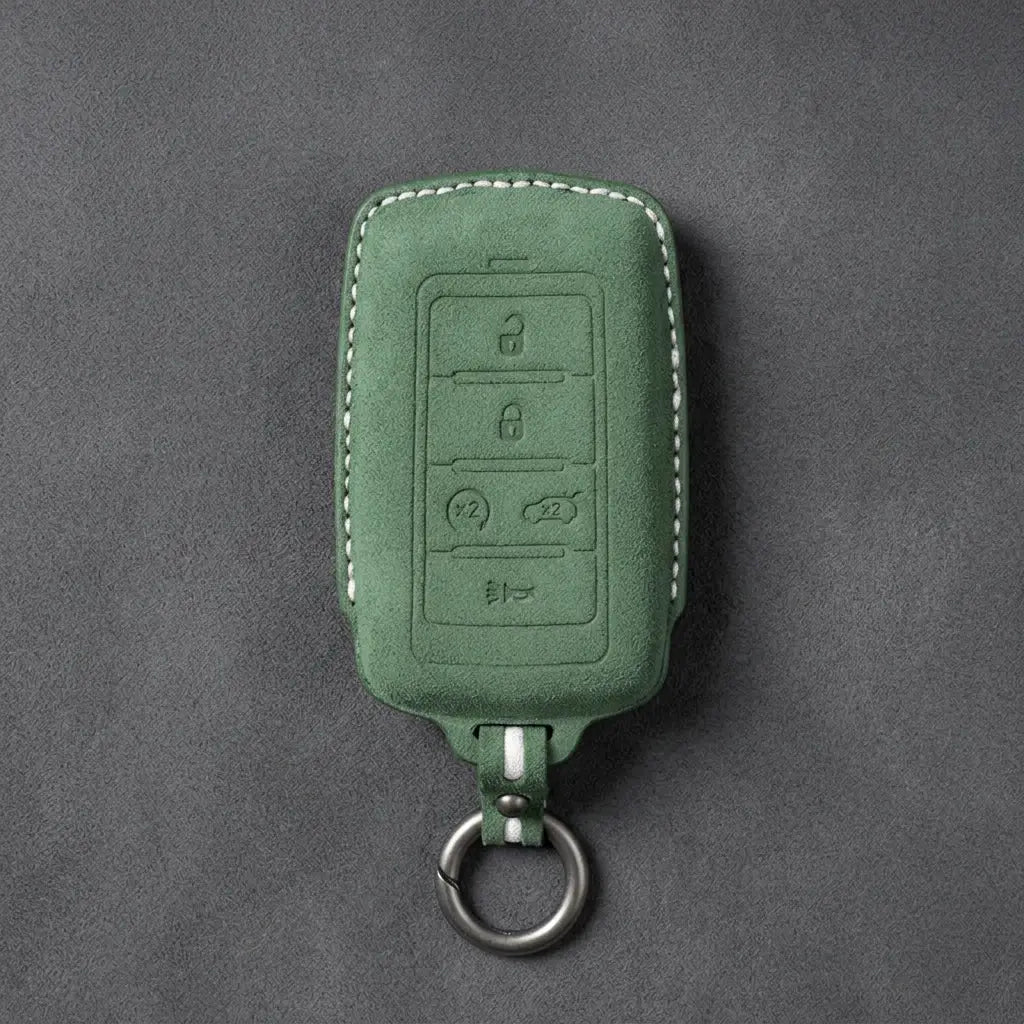 Jeep Hand-Stitched Alcantara Key Fob Cover – Vertical 5-Button Smart Key