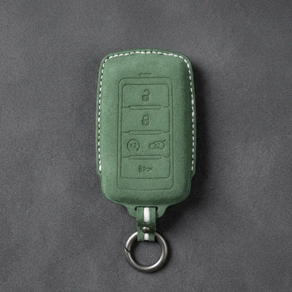 Jeep Hand-Stitched Alcantara Key Fob Cover – Vertical 5-Button Smart Key