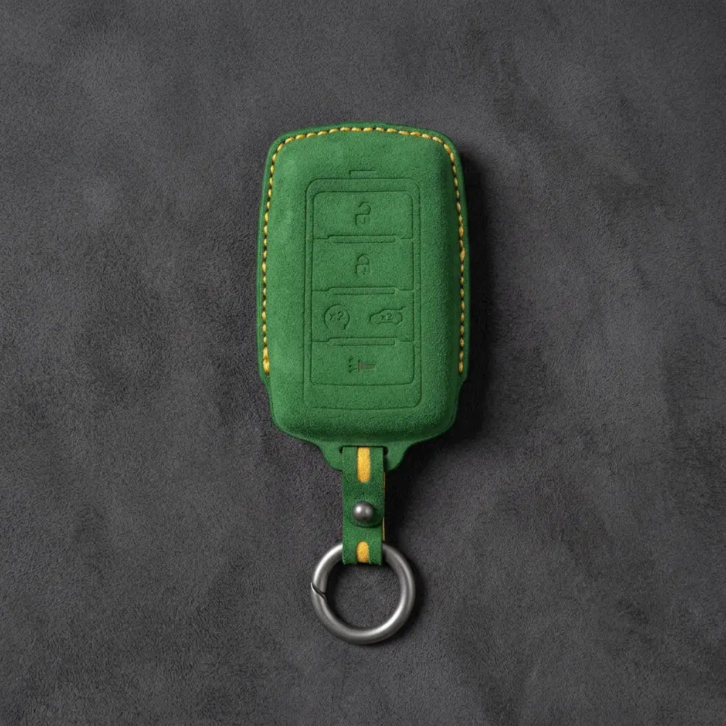 Jeep Hand-Stitched Alcantara Key Fob Cover – Vertical 5-Button Smart Key