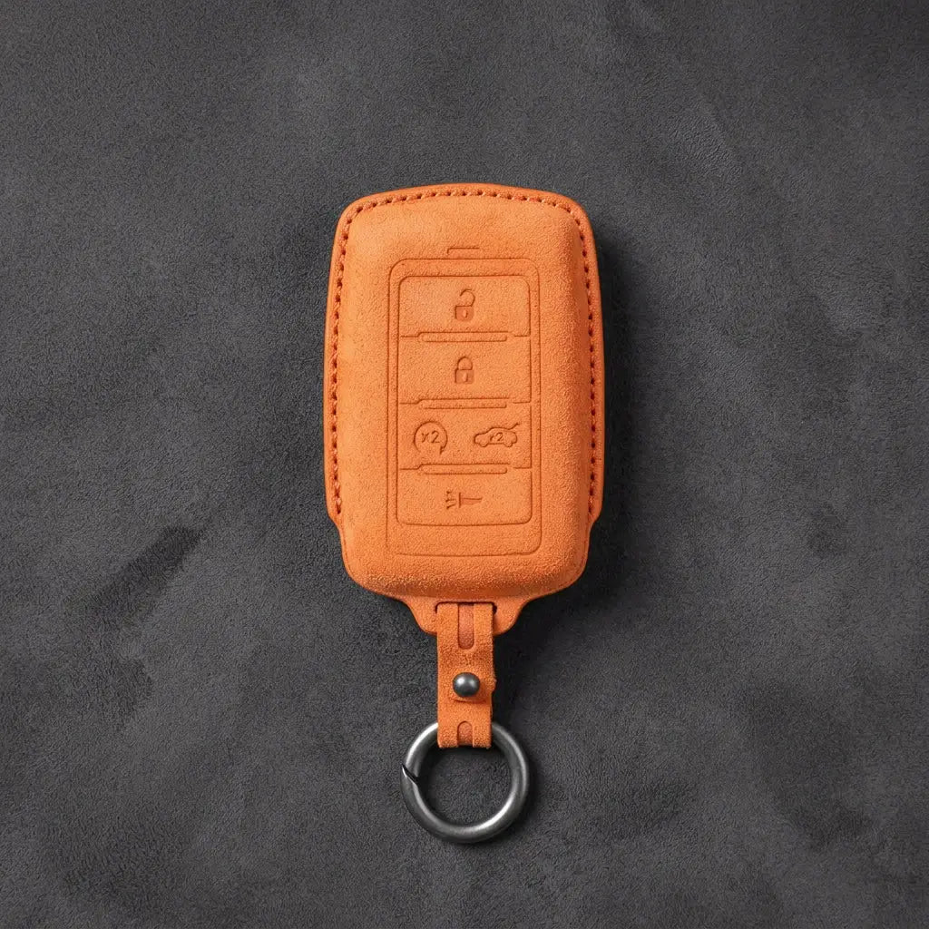 Jeep Hand-Stitched Alcantara Key Fob Cover – Vertical 5-Button Smart Key