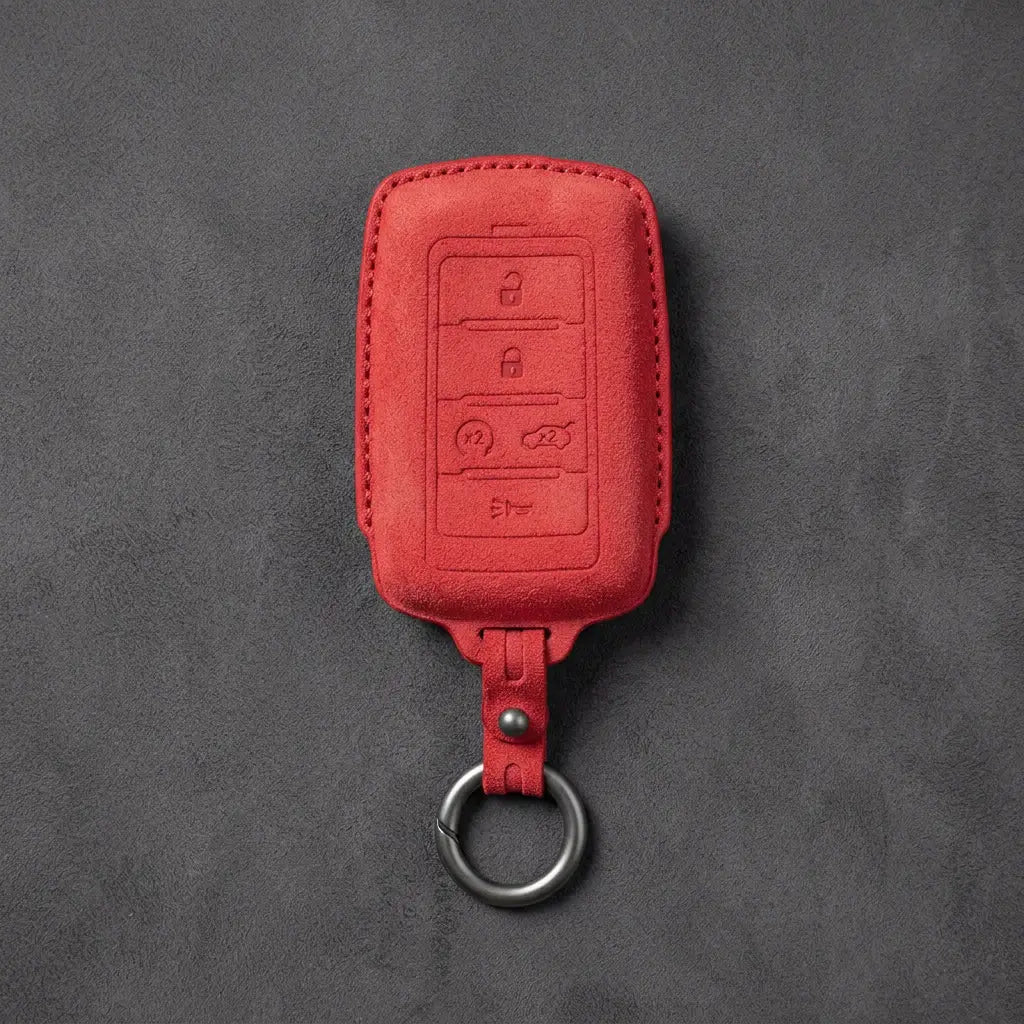 Jeep Hand-Stitched Alcantara Key Fob Cover – Vertical 5-Button Smart Key