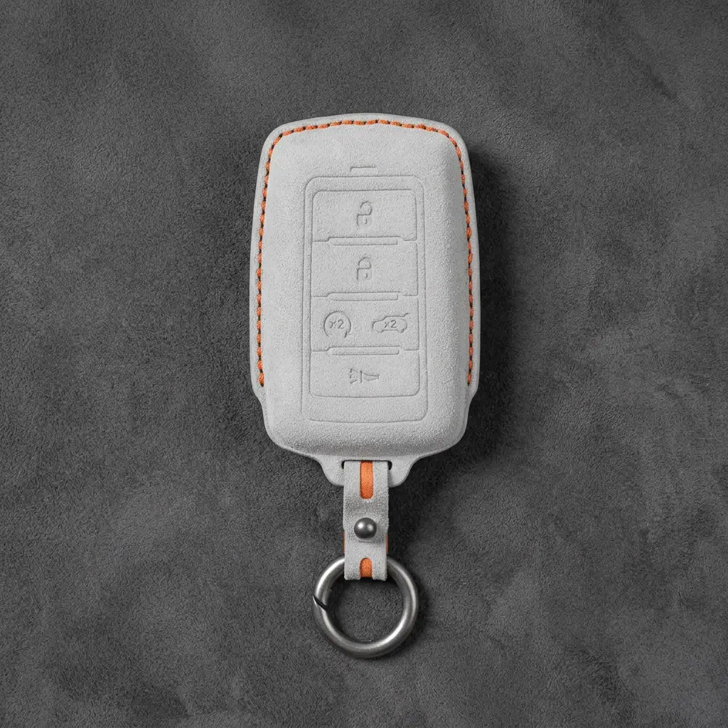 Jeep Hand-Stitched Alcantara Key Fob Cover – Vertical 5-Button Smart Key