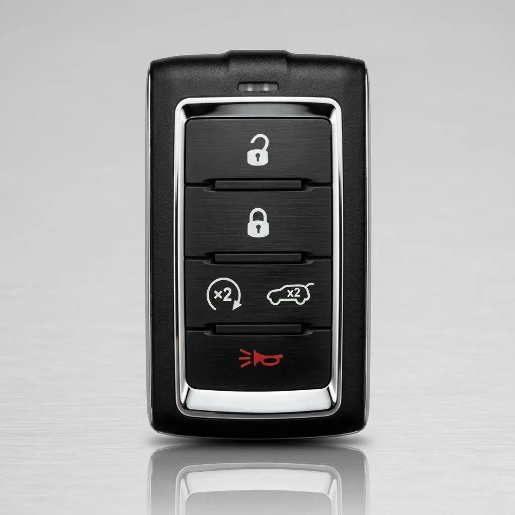 Jeep Hand-Stitched Alcantara Key Fob Cover – Vertical 5-Button Smart Key