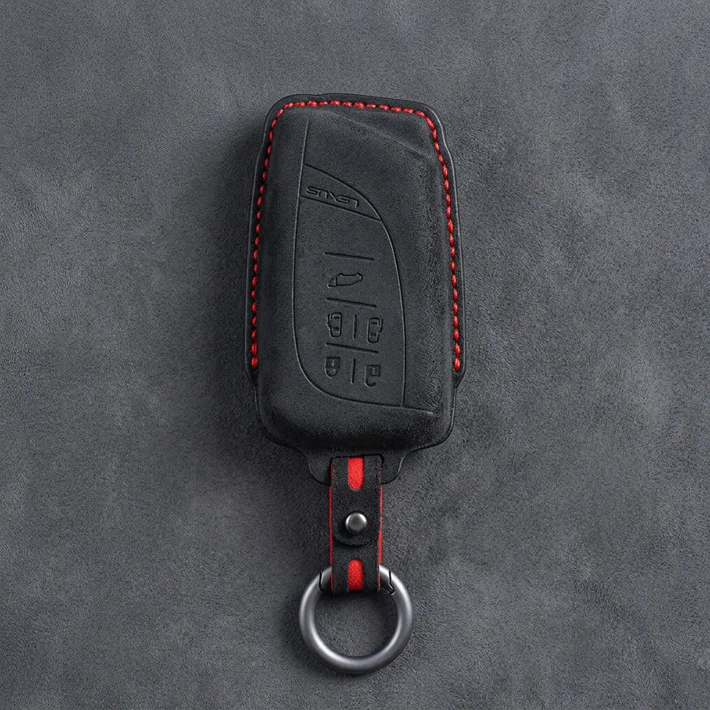 Lexus Hand-Stitched Alcantara Key Fob Cover – Curved 5-Button Remote