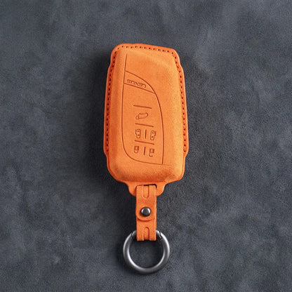 Lexus Hand-Stitched Alcantara Key Fob Cover – Curved 5-Button Remote