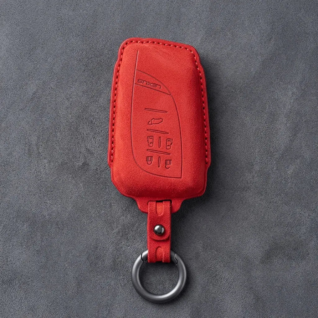 Lexus Hand-Stitched Alcantara Key Fob Cover – Curved 5-Button Remote