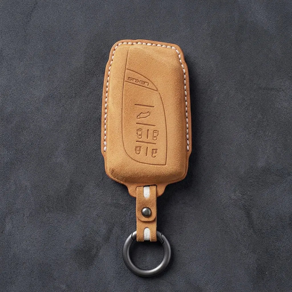 Lexus Hand-Stitched Alcantara Key Fob Cover – Curved 5-Button Remote