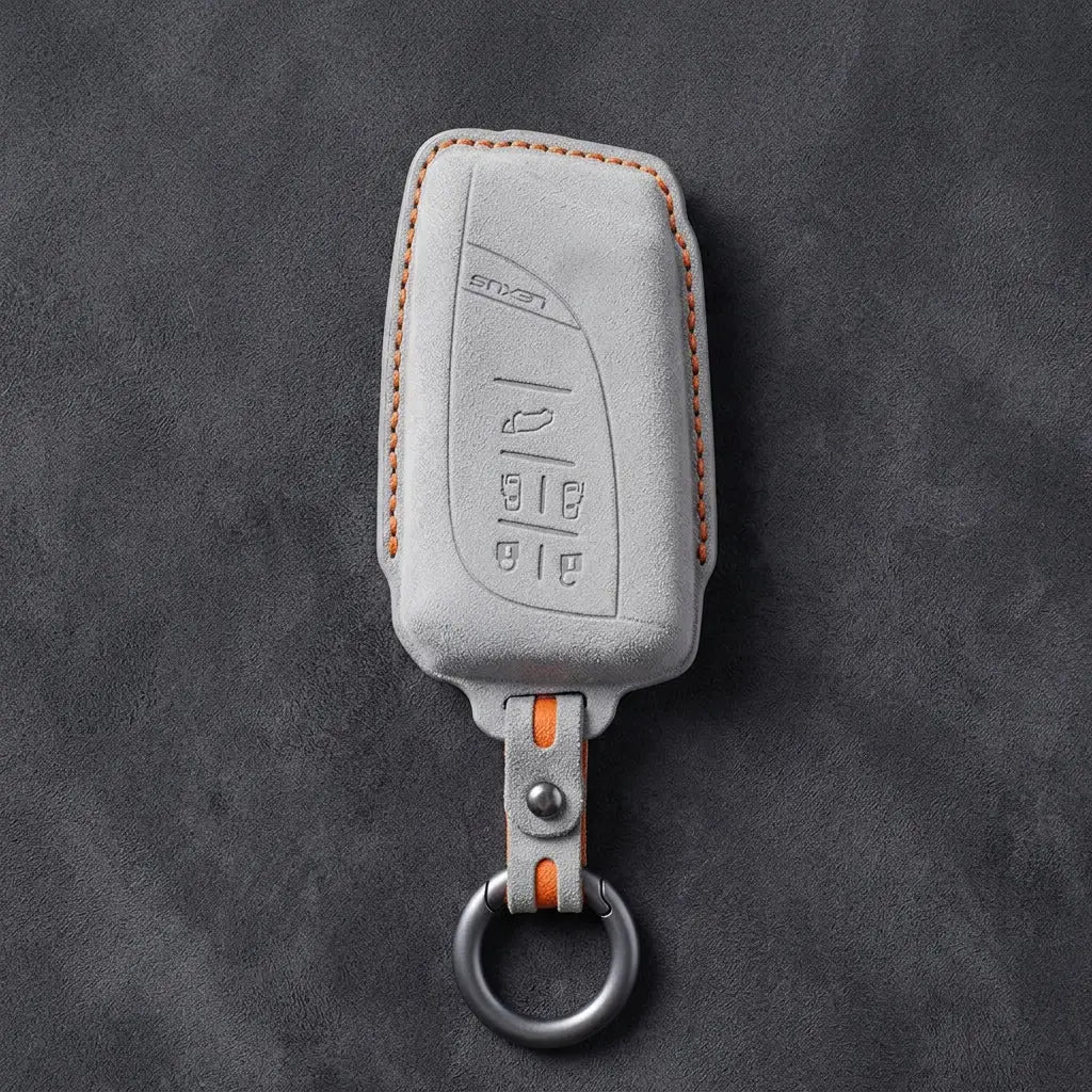 Lexus Hand-Stitched Alcantara Key Fob Cover – Curved 5-Button Remote