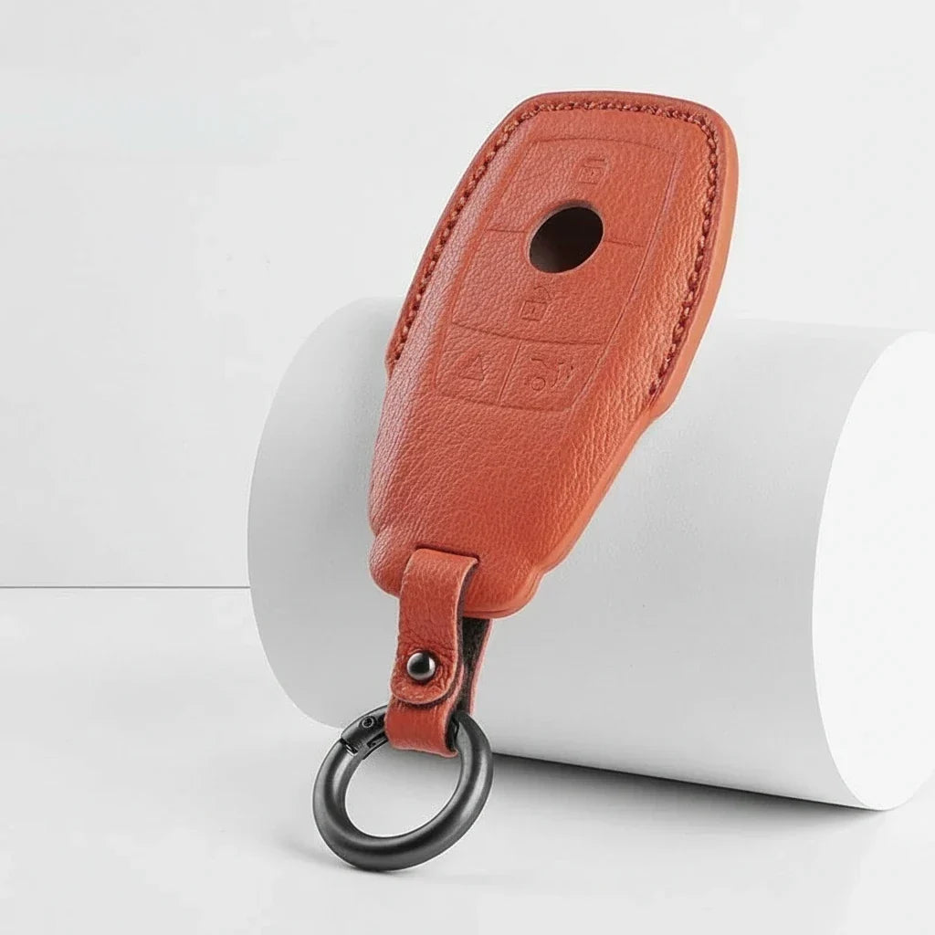 Mercedes-Benz Goatskin Key Fob Cover - Chrome SmartKey 4-Button