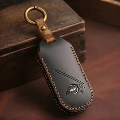 Mini Cooper Hand-Crafted Leather Key Fob Cover – Oval Smart Key