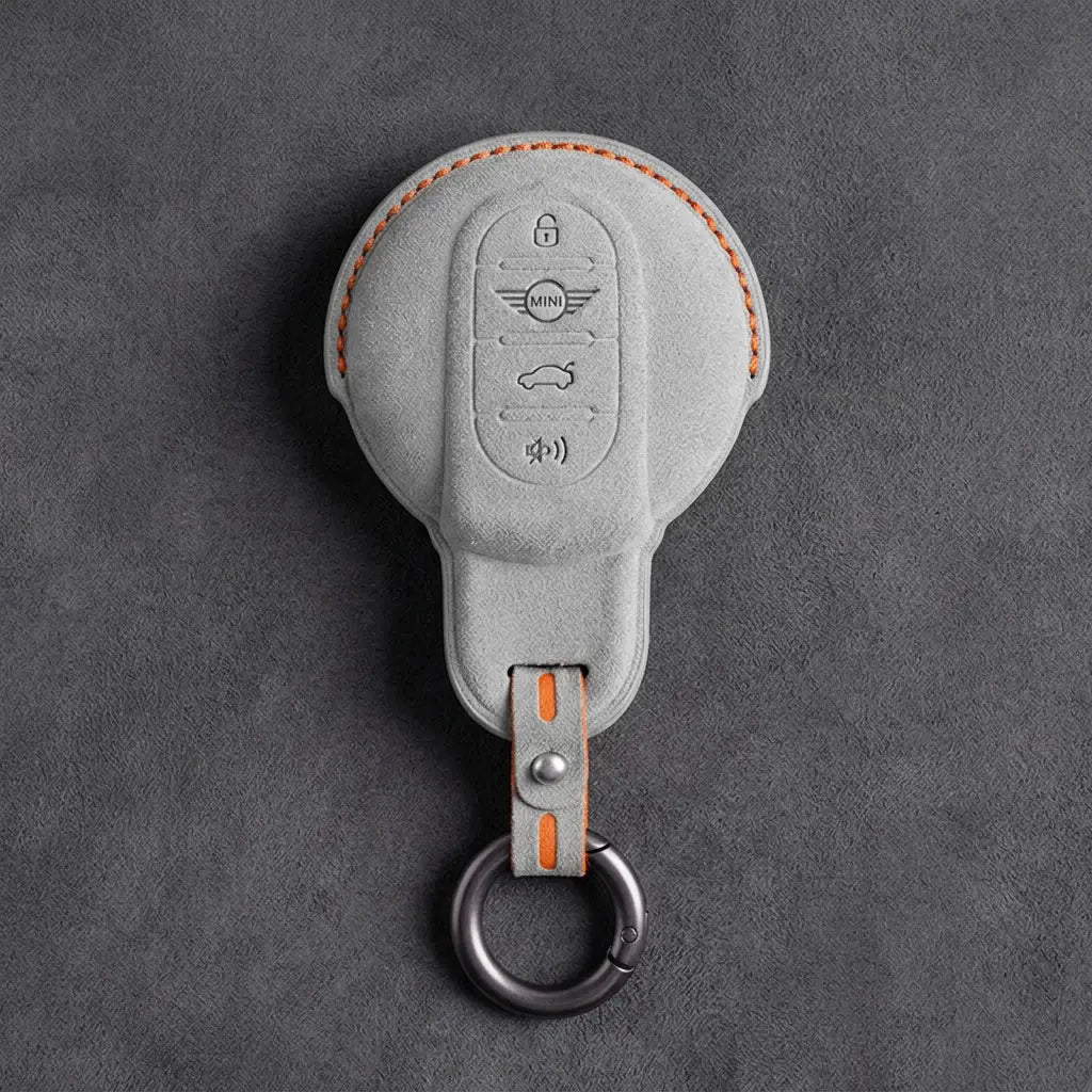 Mini Cooper Hand-Stitched Alcantara Key Fob Cover – Circular Panic Smart Key