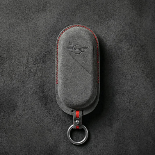 Mini Cooper Hand-Stitched Alcantara Key Fob Cover – Oval Smart Key