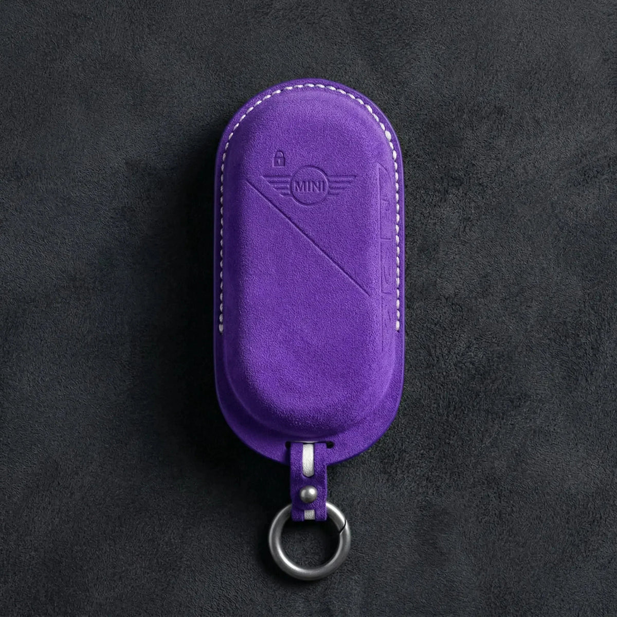 Mini Cooper Hand-Stitched Alcantara Key Fob Cover – Oval Smart Key