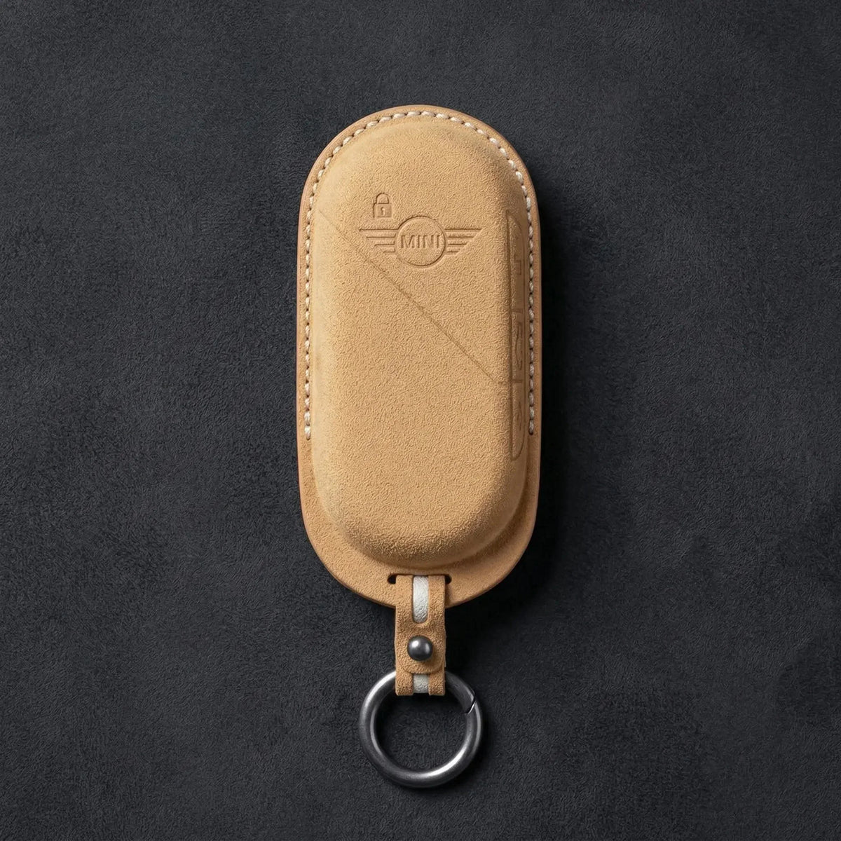 Mini Cooper Hand-Stitched Alcantara Key Fob Cover – Oval Smart Key