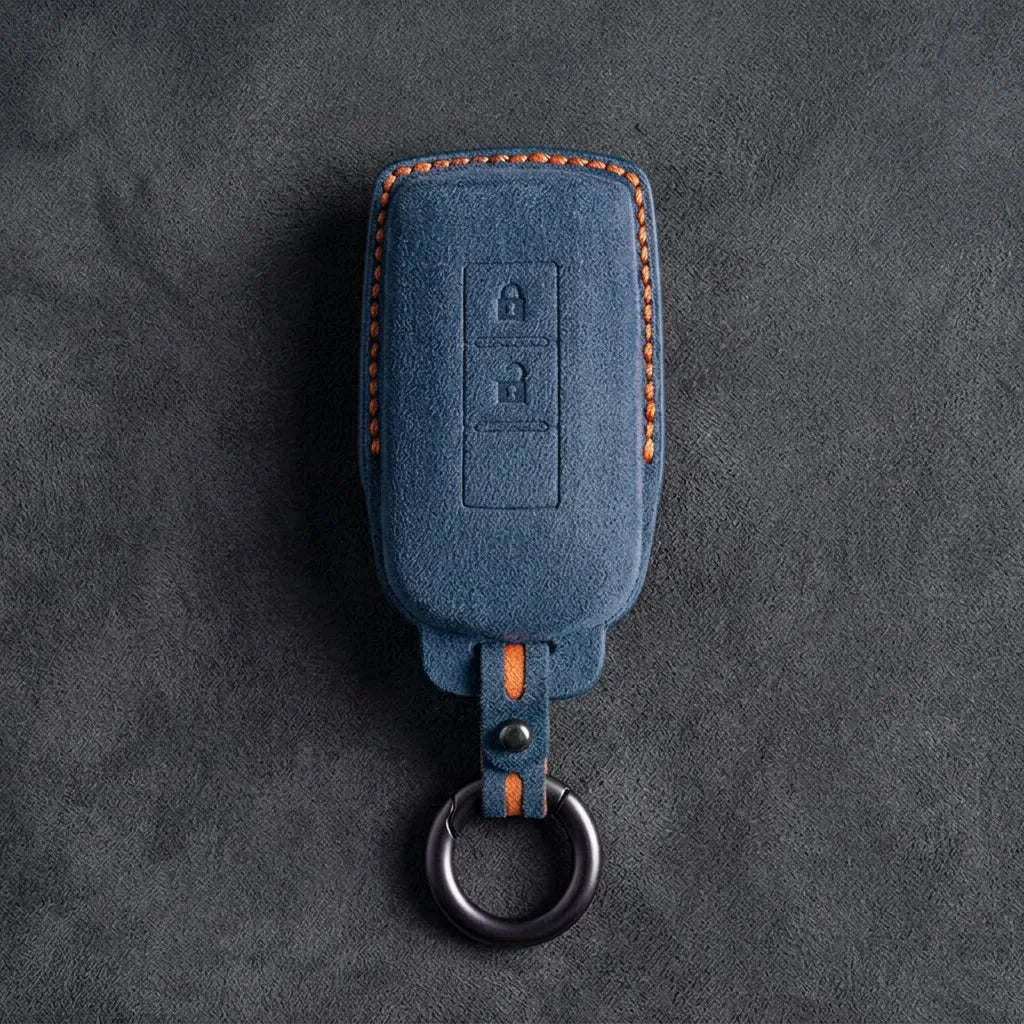 Mitsubishi Hand-Stitched Alcantara Key Fob Cover – Vertical 2-Button
