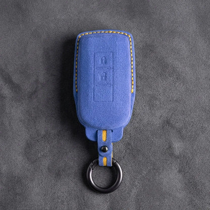 Mitsubishi Hand-Stitched Alcantara Key Fob Cover – Vertical 2-Button
