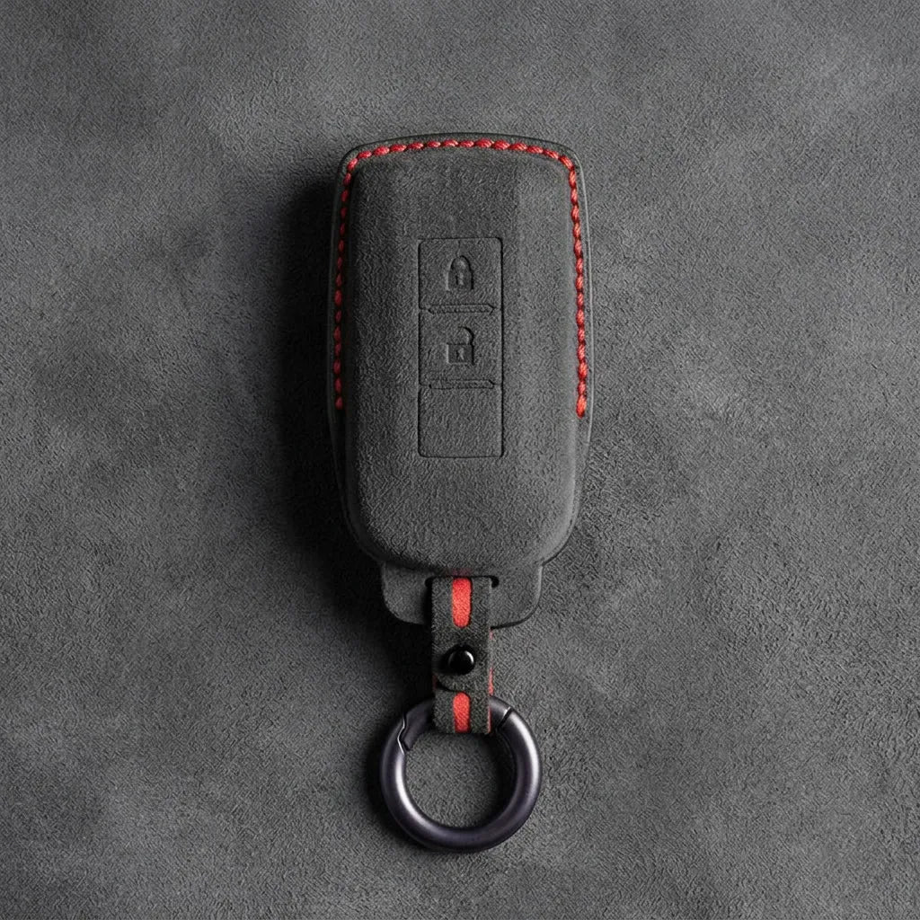 Mitsubishi Hand-Stitched Alcantara Key Fob Cover – Vertical 2-Button