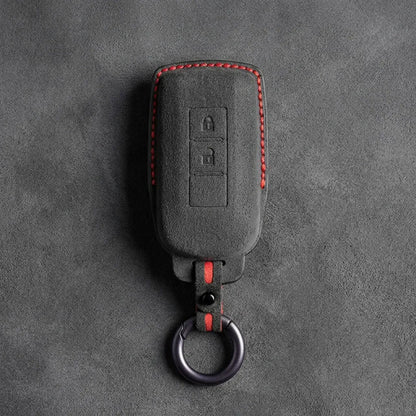 Mitsubishi Hand-Stitched Alcantara Key Fob Cover – Vertical 2-Button