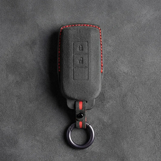 Mitsubishi Hand-Stitched Alcantara Key Fob Cover – Vertical 2-Button