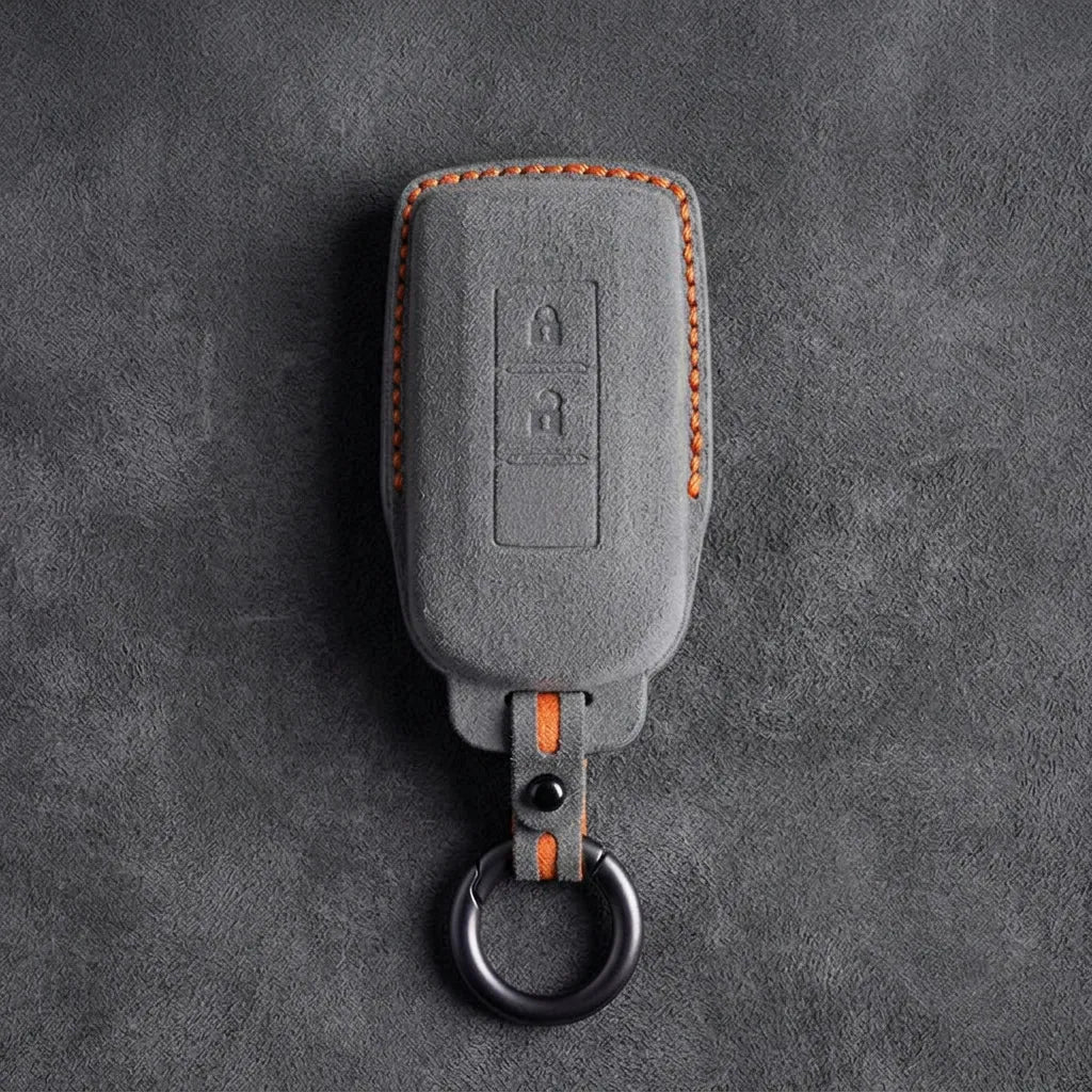 Mitsubishi Hand-Stitched Alcantara Key Fob Cover – Vertical 2-Button
