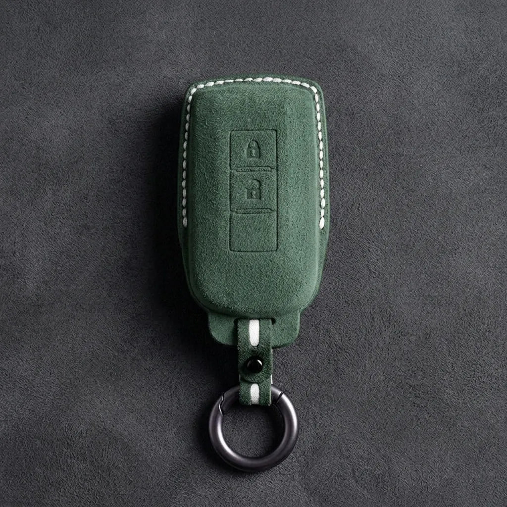 Mitsubishi Hand-Stitched Alcantara Key Fob Cover – Vertical 2-Button