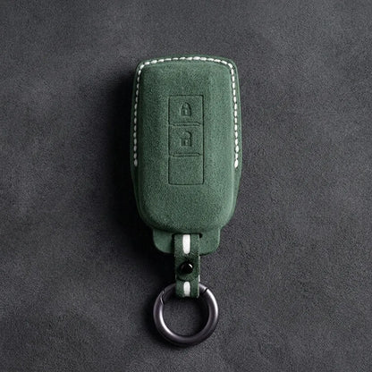 Mitsubishi Hand-Stitched Alcantara Key Fob Cover – Vertical 2-Button