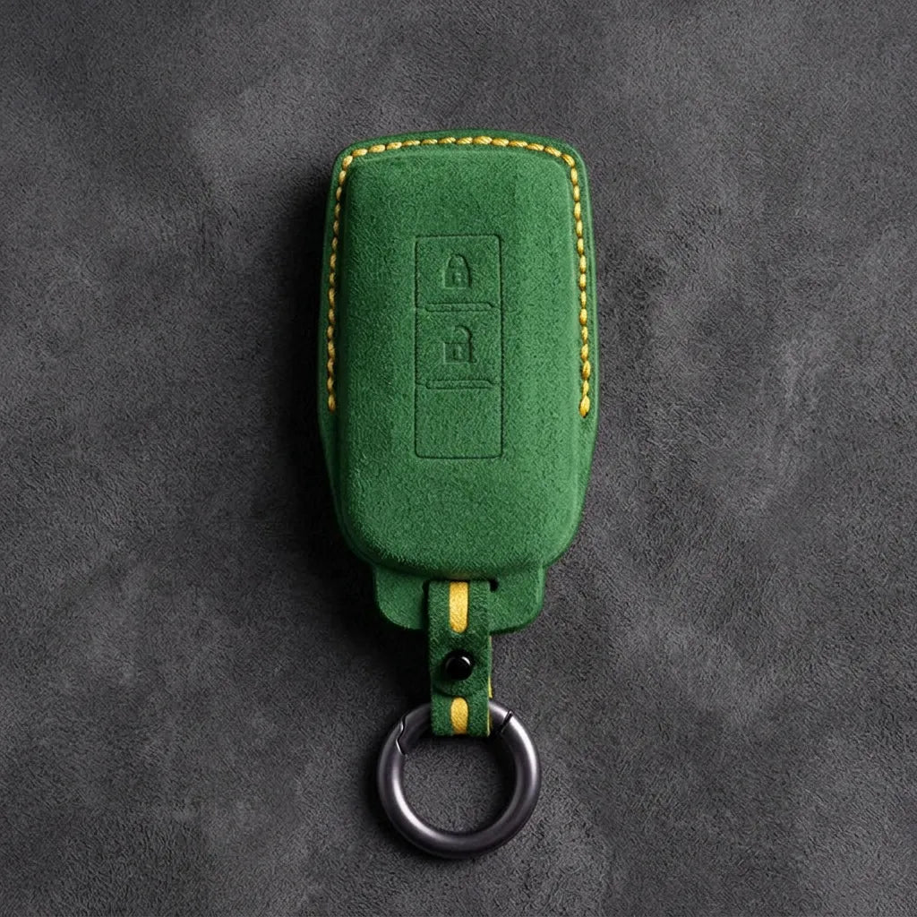 Mitsubishi Hand-Stitched Alcantara Key Fob Cover – Vertical 2-Button