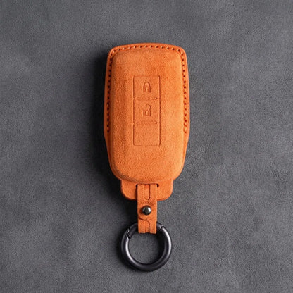 Mitsubishi Hand-Stitched Alcantara Key Fob Cover – Vertical 2-Button
