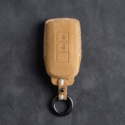 Mitsubishi Hand-Stitched Alcantara Key Fob Cover – Vertical 2-Button