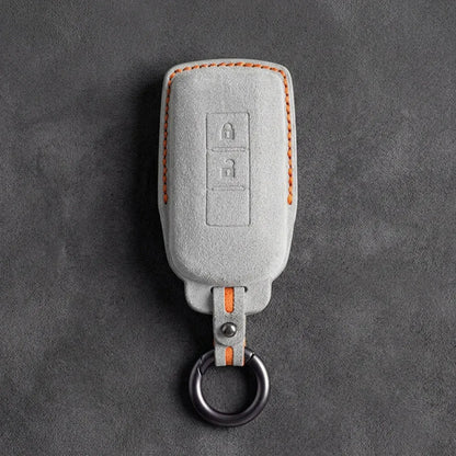 Mitsubishi Hand-Stitched Alcantara Key Fob Cover – Vertical 2-Button