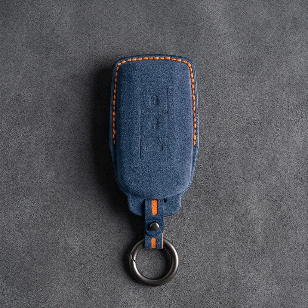 Mitsubishi Hand-Stitched Alcantara Key Fob Cover – Vertical 3-Button