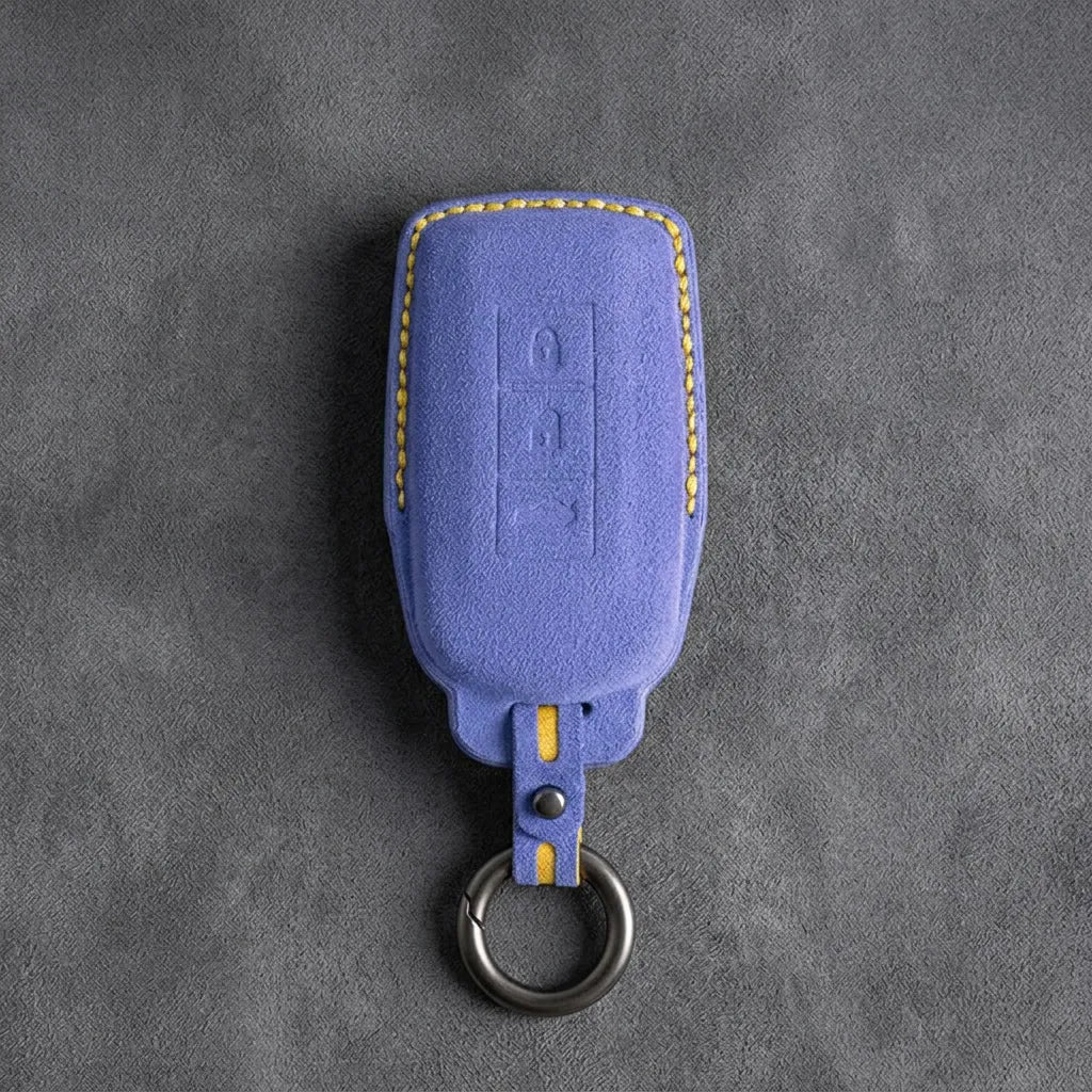 Mitsubishi Hand-Stitched Alcantara Key Fob Cover – Vertical 3-Button