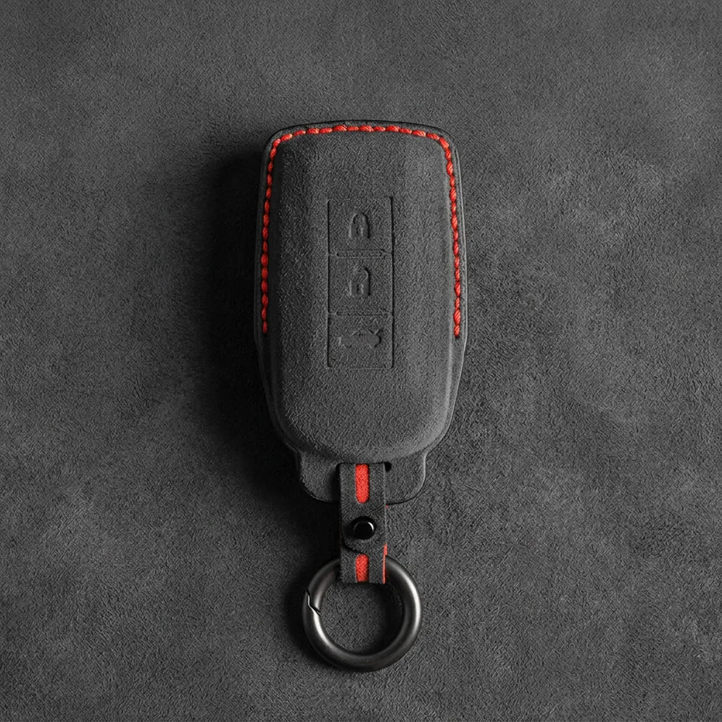Mitsubishi Hand-Stitched Alcantara Key Fob Cover – Vertical 3-Button
