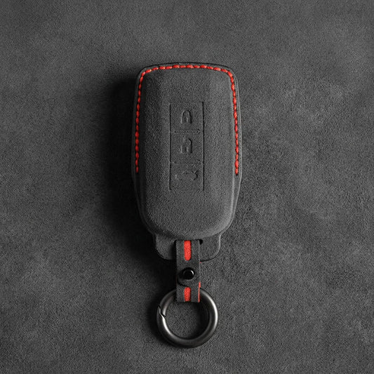 Mitsubishi Hand-Stitched Alcantara Key Fob Cover – Vertical 3-Button