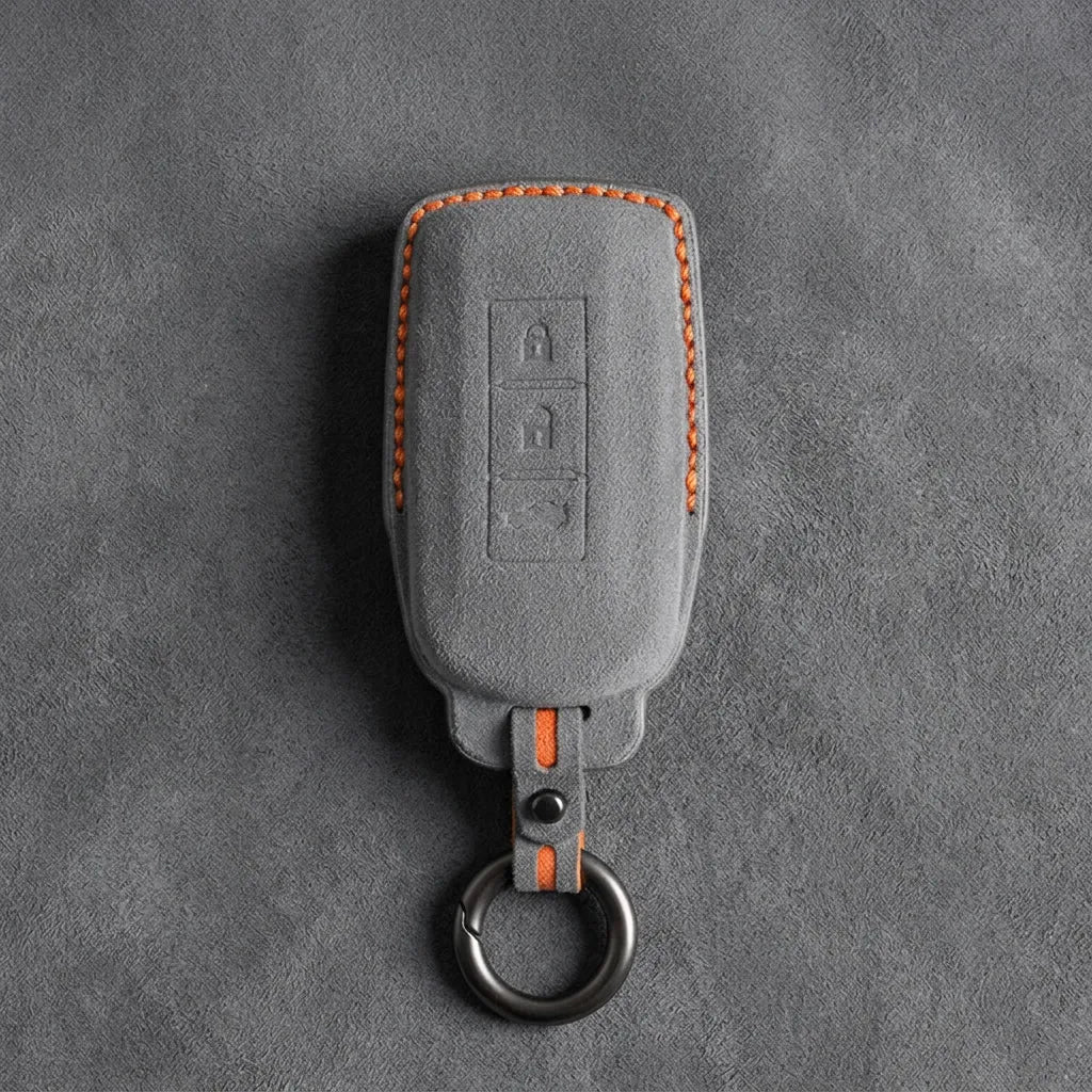 Mitsubishi Hand-Stitched Alcantara Key Fob Cover – Vertical 3-Button