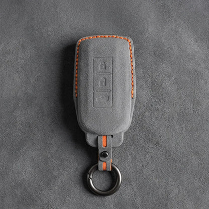 Mitsubishi Hand-Stitched Alcantara Key Fob Cover – Vertical 3-Button