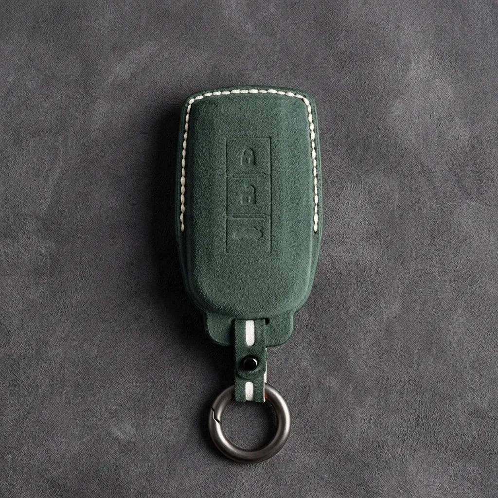 Mitsubishi Hand-Stitched Alcantara Key Fob Cover – Vertical 3-Button