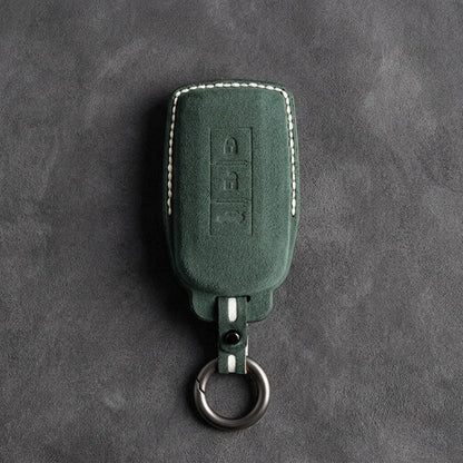 Mitsubishi Hand-Stitched Alcantara Key Fob Cover – Vertical 3-Button