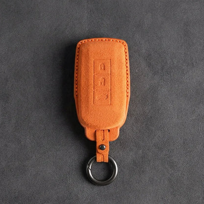 Mitsubishi Hand-Stitched Alcantara Key Fob Cover – Vertical 3-Button