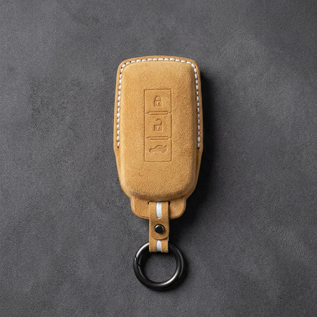 Mitsubishi Hand-Stitched Alcantara Key Fob Cover – Vertical 3-Button