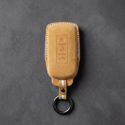 Mitsubishi Hand-Stitched Alcantara Key Fob Cover – Vertical 3-Button