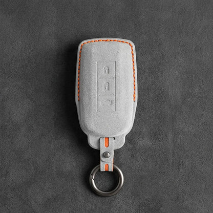 Mitsubishi Hand-Stitched Alcantara Key Fob Cover – Vertical 3-Button