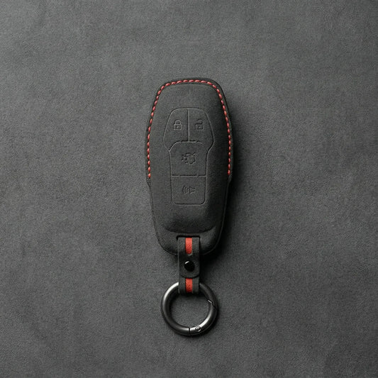 Mustang Hand-Stitched Alcantara Key Fob Cover – 4-Button Shield