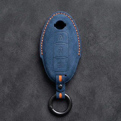 Nissan Hand-Stitched Alcantara Key Fob Cover – Oval 2-Button