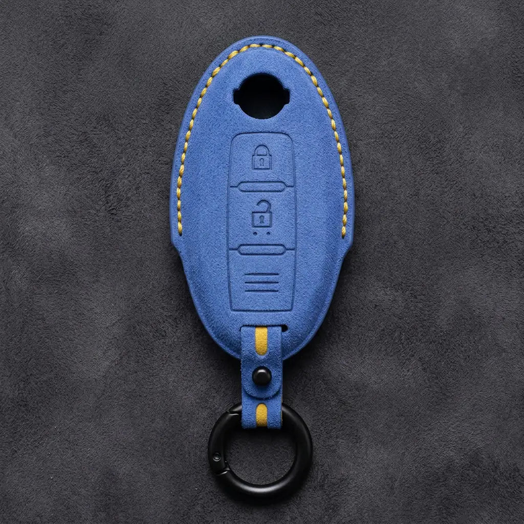 Nissan Hand-Stitched Alcantara Key Fob Cover – Oval 2-Button