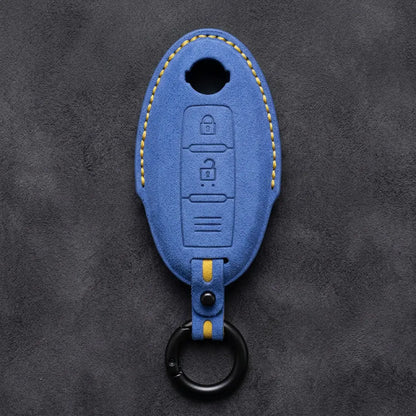 Nissan Hand-Stitched Alcantara Key Fob Cover – Oval 2-Button