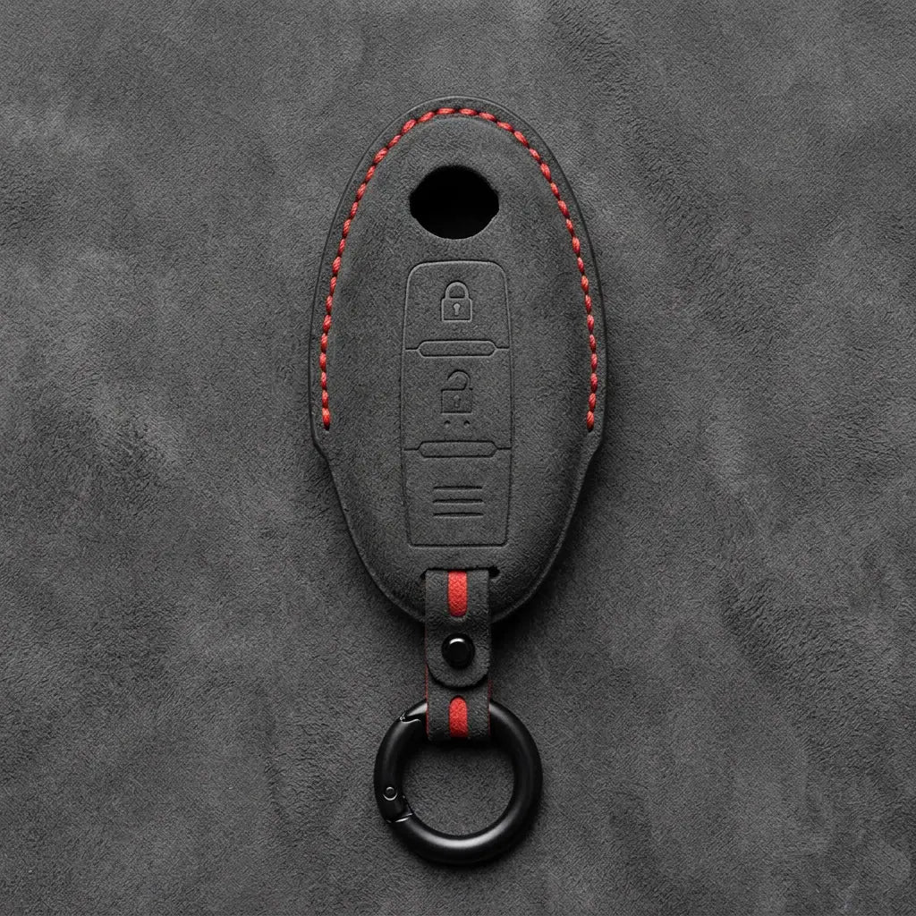 Nissan Hand-Stitched Alcantara Key Fob Cover – Oval 2-Button