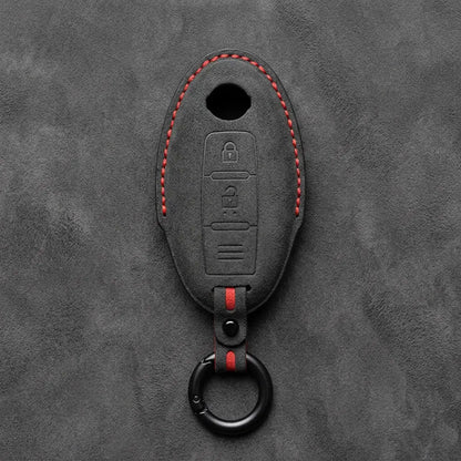 Nissan Hand-Stitched Alcantara Key Fob Cover – Oval 2-Button