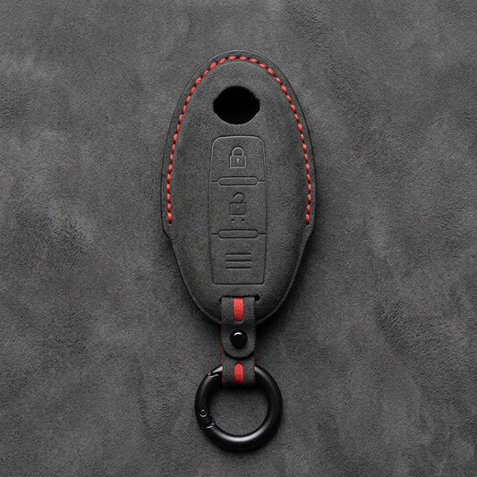 Nissan Hand-Stitched Alcantara Key Fob Cover – Oval 2-Button